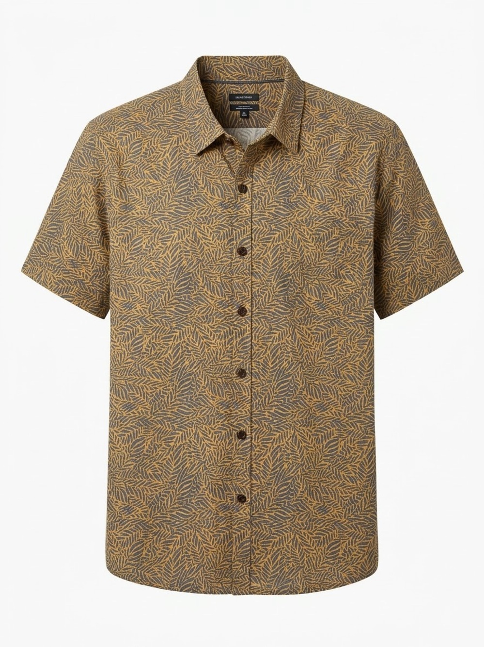 RW&CO. Short-Sleeve Button-Down Shirt in Mustard and Brown